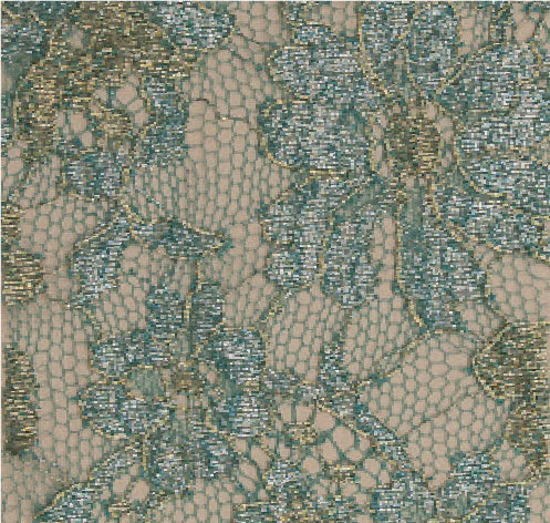 Floral and Leafy France Chantilly Lace in Copper Metallic